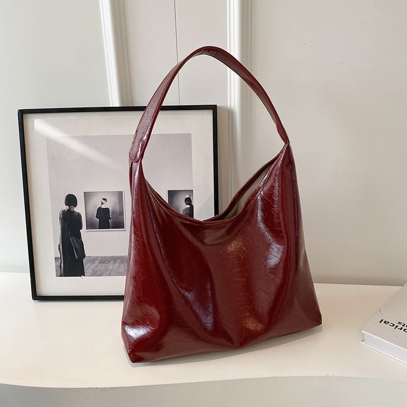 Tote Plain Leather Faux Bag