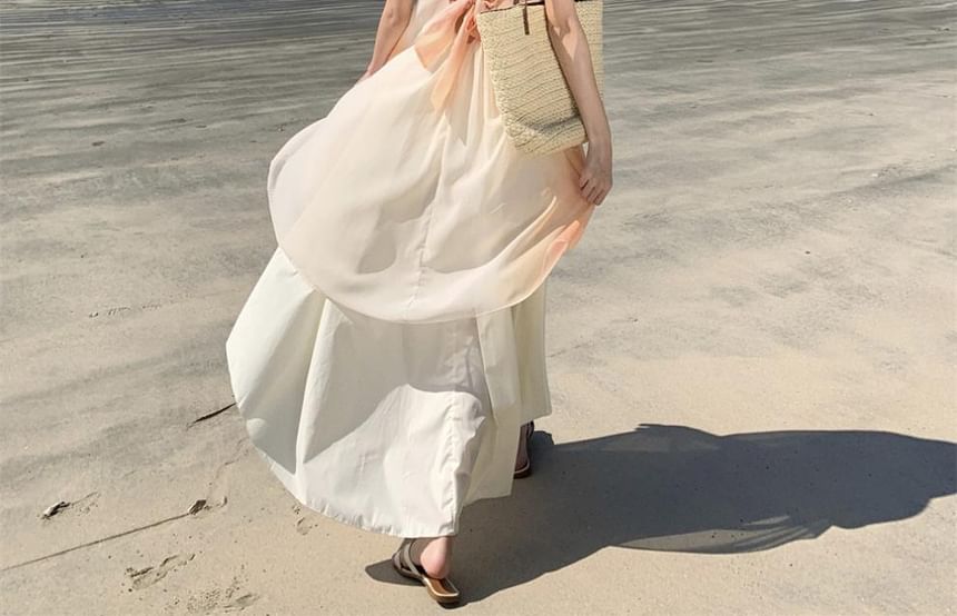 Strap Spaghetti Print Dress A-Line Maxi