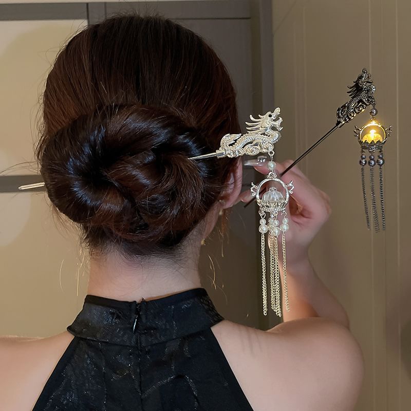 Stick Dragon Faux Hair Pearl Fringed