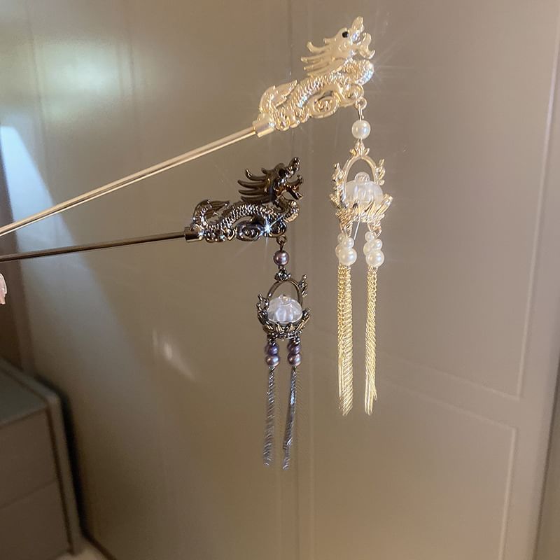 Stick Dragon Faux Hair Pearl Fringed