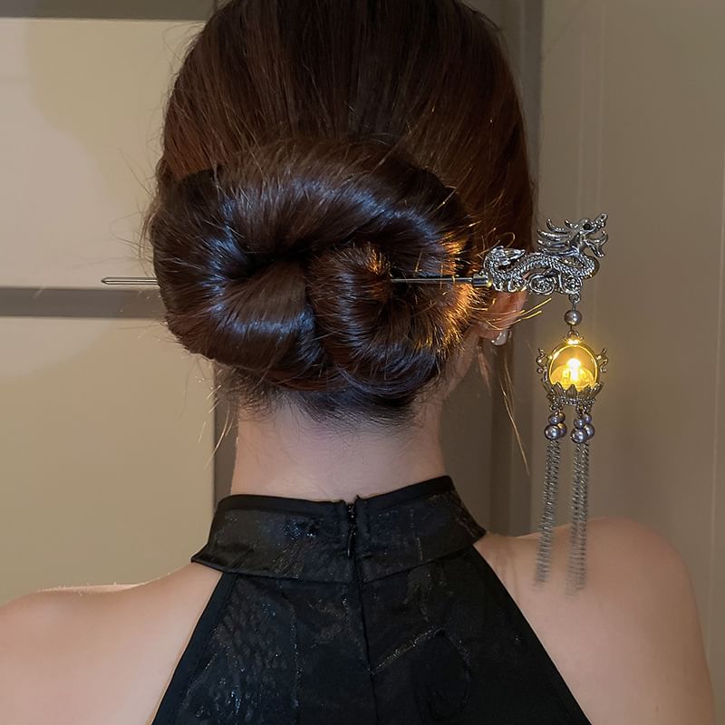 Stick Dragon Faux Hair Pearl Fringed