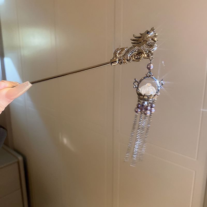 Stick Dragon Faux Hair Pearl Fringed