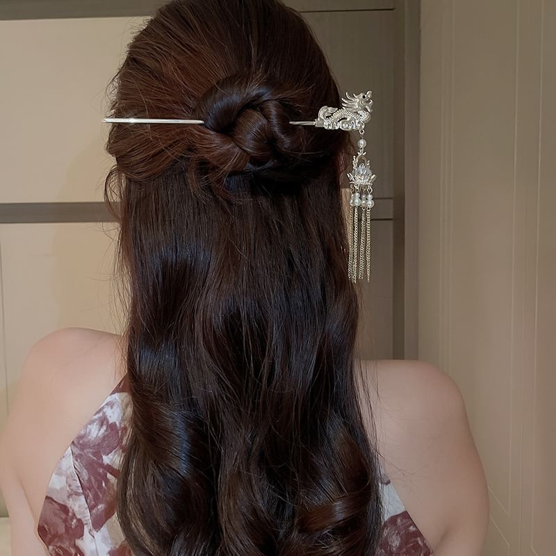 Stick Dragon Faux Hair Pearl Fringed