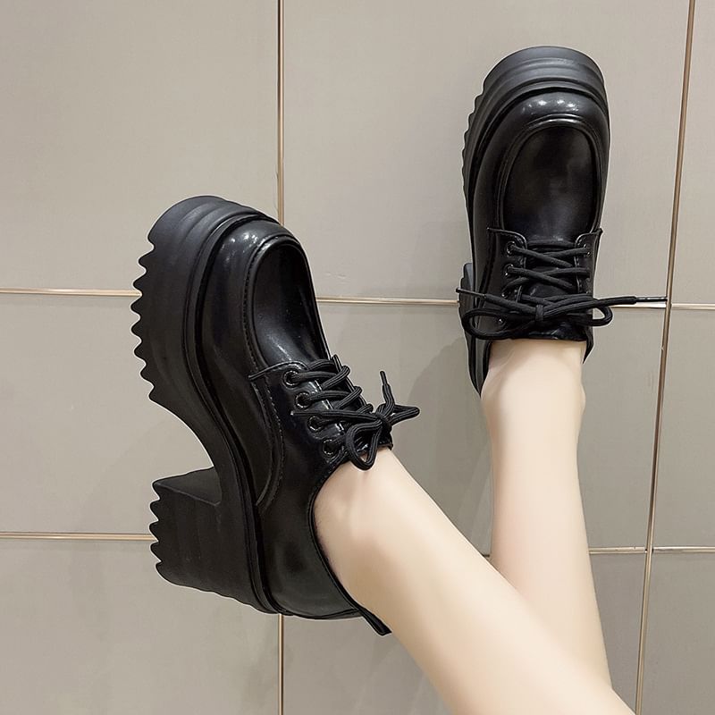 Derby Chunky Heel Lace-Up Platform Shoes