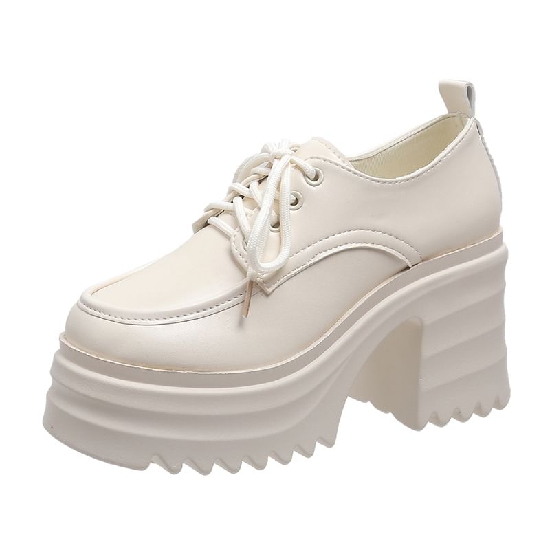 Derby Chunky Heel Lace-Up Platform Shoes