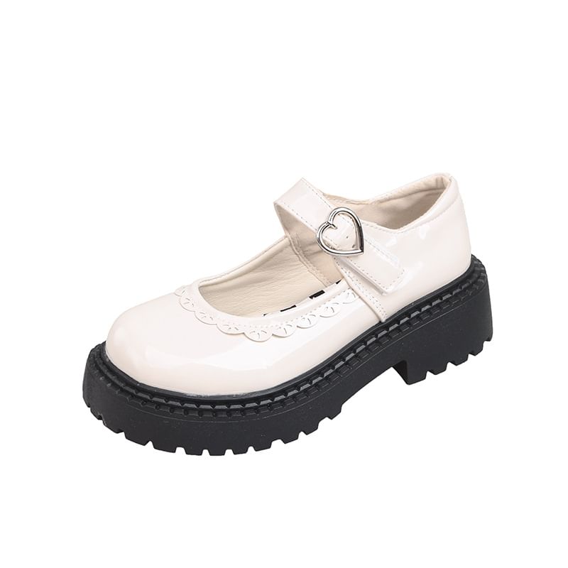 Heart Jane Mary Buckled Shoes Platform