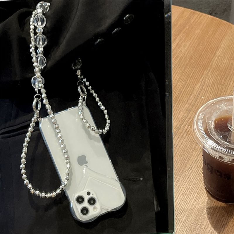 Heart Faux Phone Chain Transparent Case Crystal