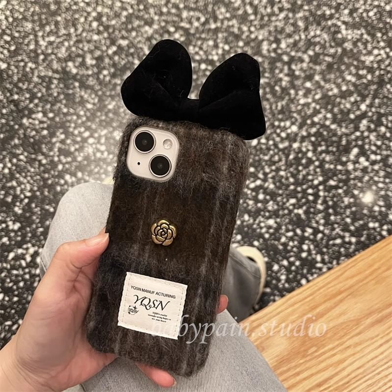 Chenille Floral Phone Bow Case