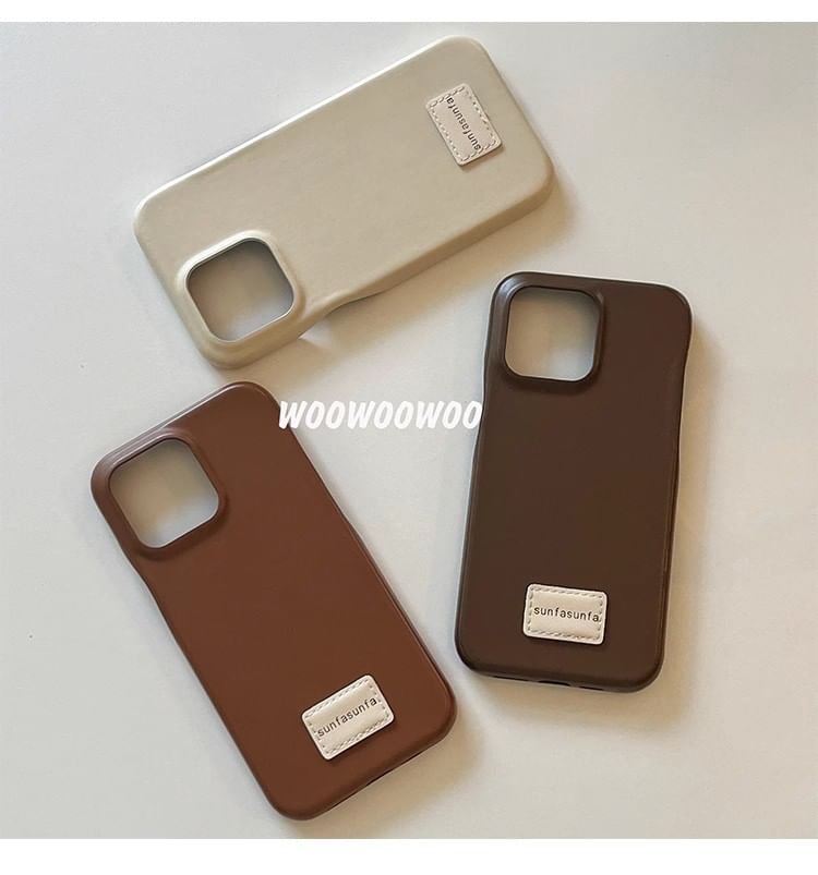 Faux Leather Case Applique Lettering Phone