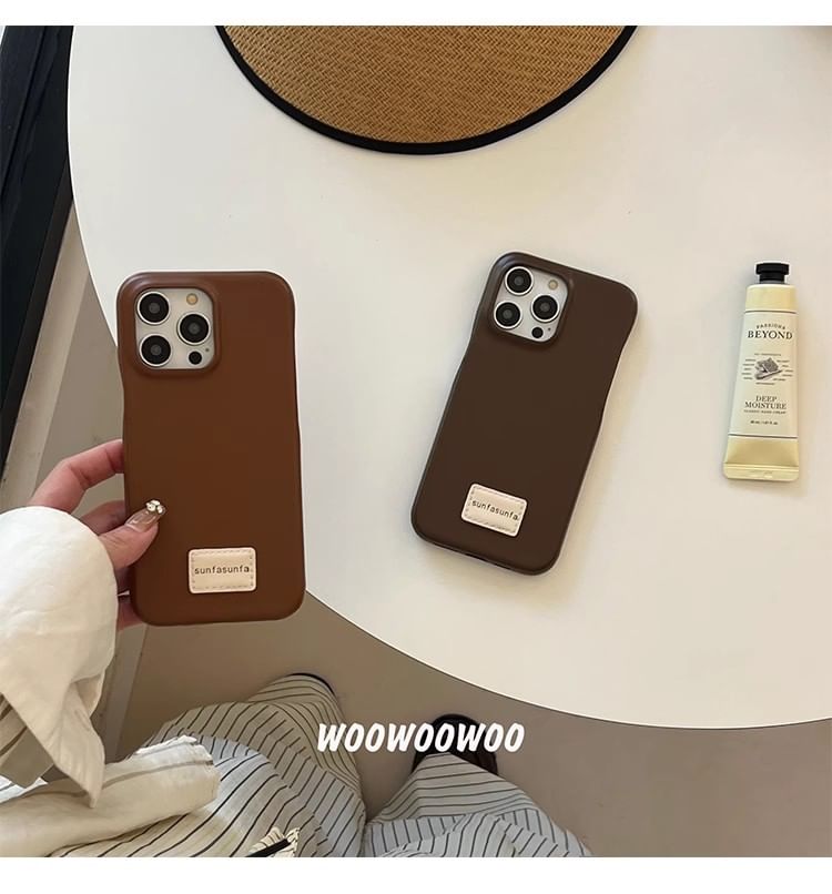 Faux Leather Case Applique Lettering Phone