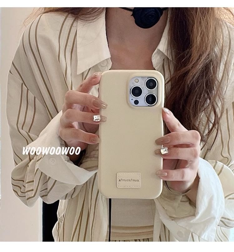 Faux Leather Case Applique Lettering Phone