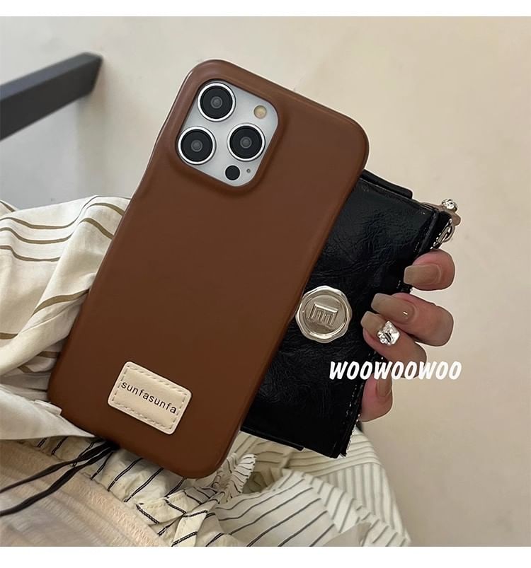 Faux Leather Case Applique Lettering Phone