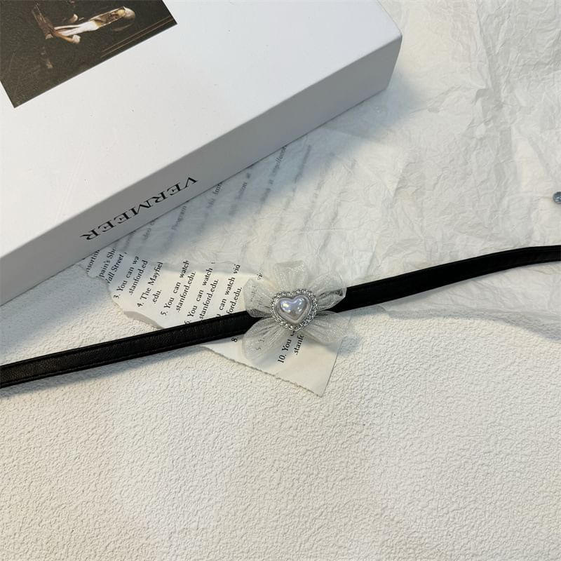 Faux Choker Heart Leather Floral