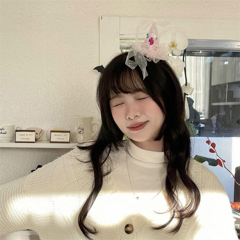 Clip Hair Hat Rhinestone Party Mesh