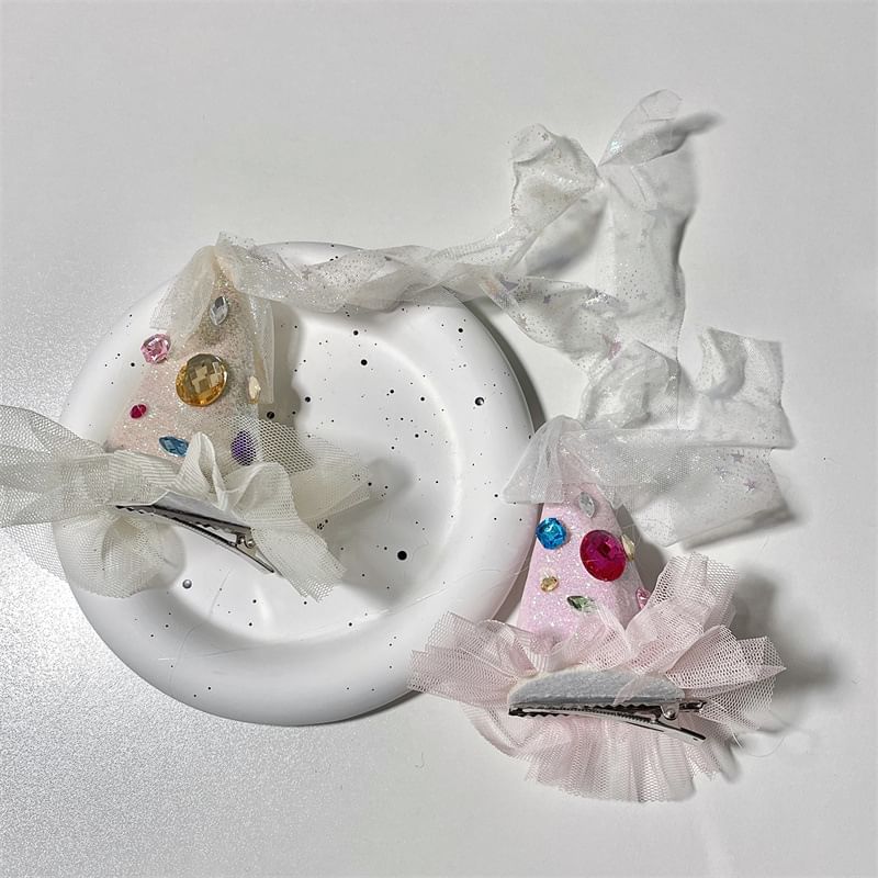 Clip Hair Hat Rhinestone Party Mesh