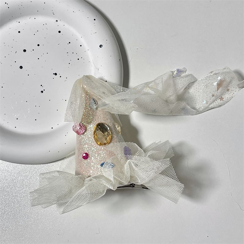 Clip Hair Hat Rhinestone Party Mesh