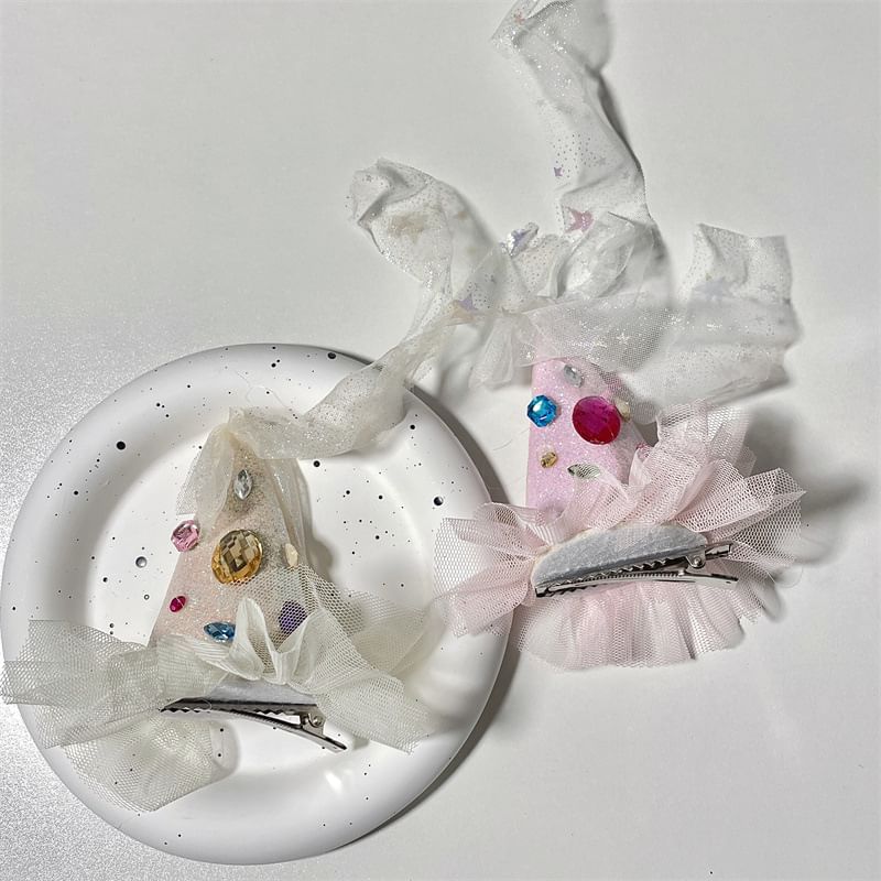 Clip Hair Hat Rhinestone Party Mesh