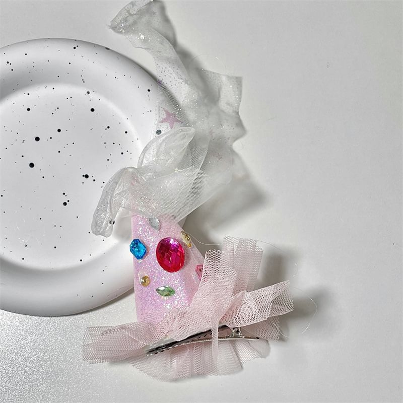 Clip Hair Hat Rhinestone Party Mesh