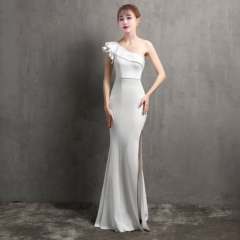 Shoulder Sheath Single Gown Evening Plain
