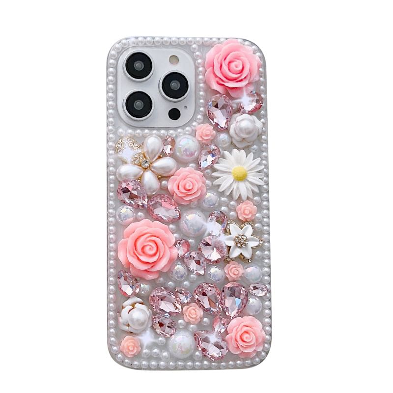 Phone Floral Case Rhinestone