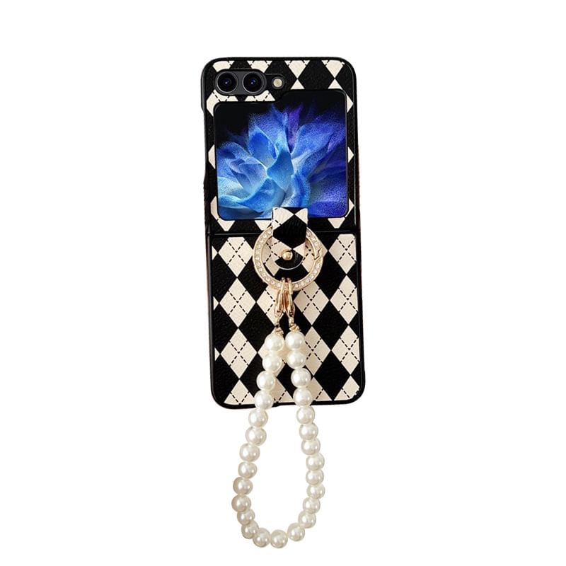 Case Strap Argyle Pearl Faux Phone