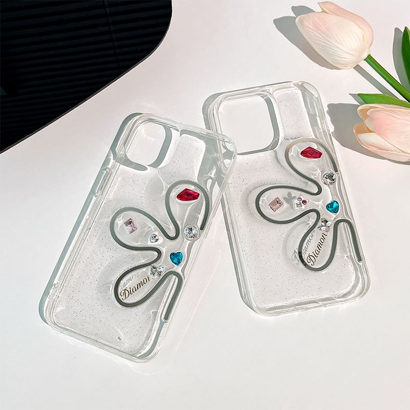 Case Floral Rhinestone Phone
