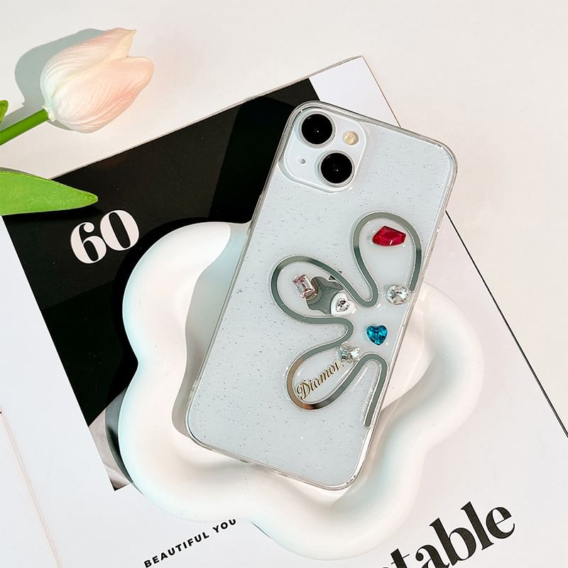 Case Floral Rhinestone Phone
