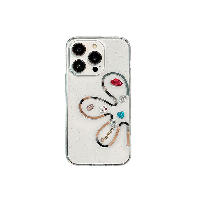 Case Floral Rhinestone Phone