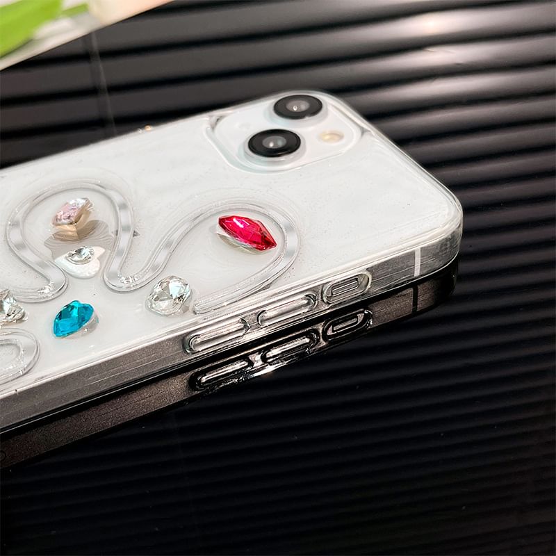 Case Floral Rhinestone Phone