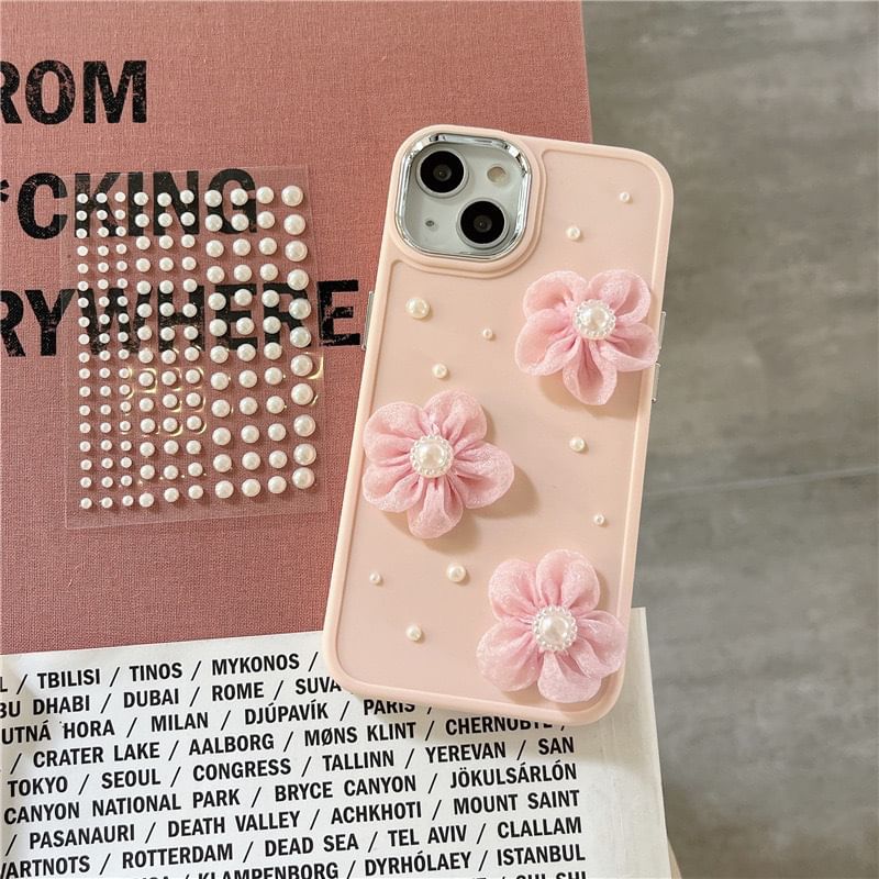 Floral Lace Pearl Faux Phone Case