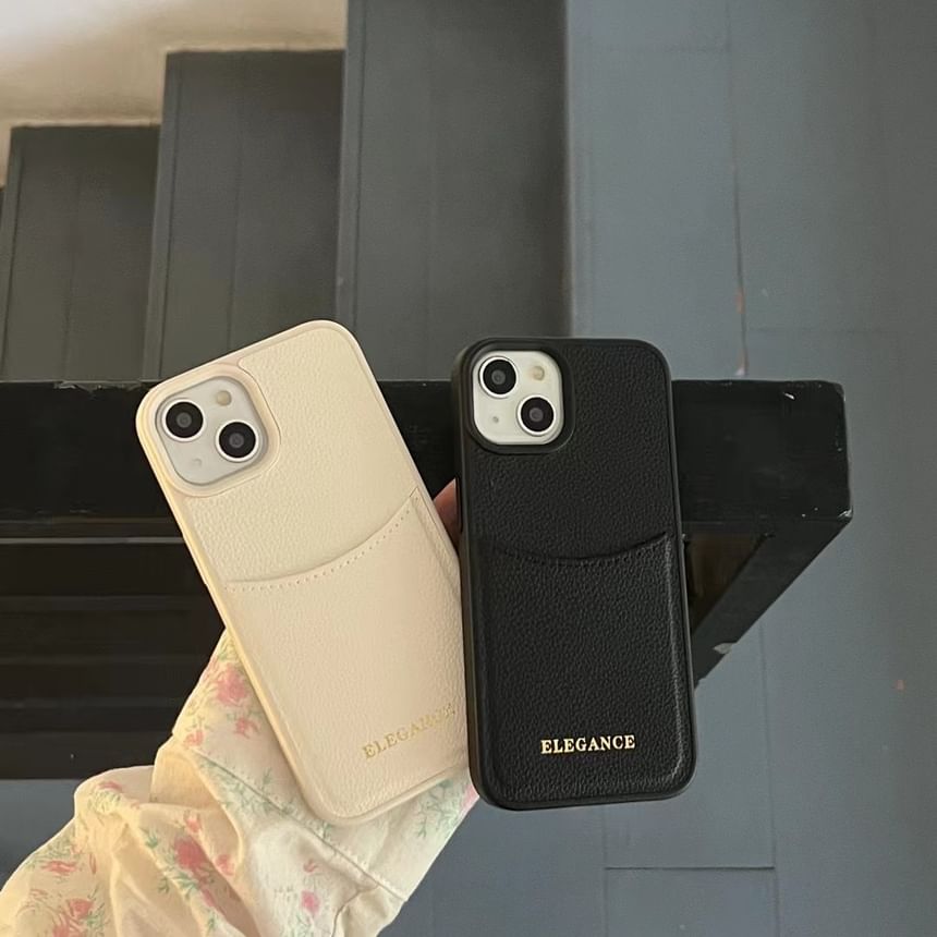 Lettering Faux Case Phone Holder Leather Card