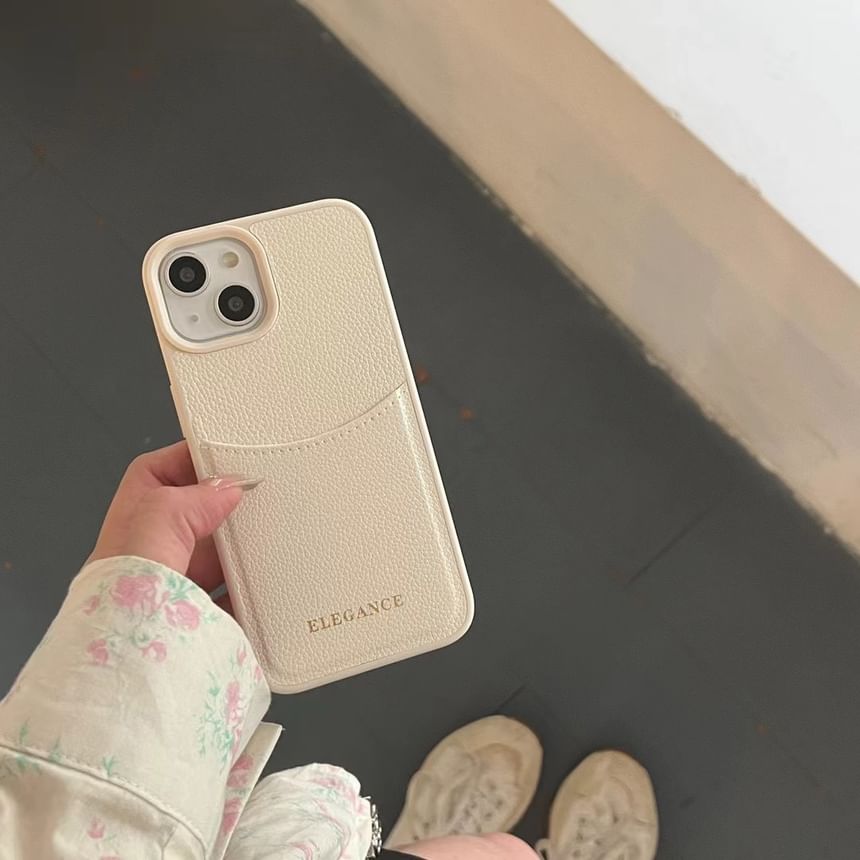 Lettering Faux Case Phone Holder Leather Card