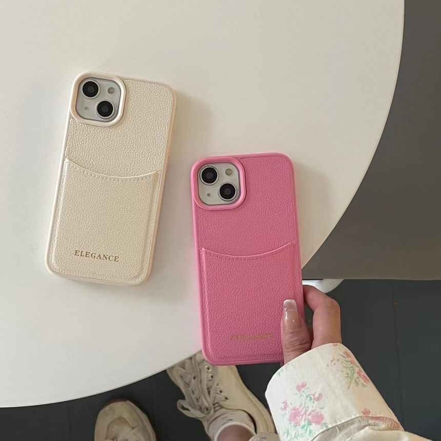 Lettering Faux Case Phone Holder Leather Card