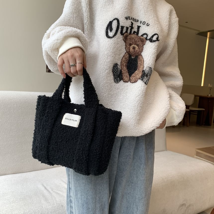 Bag Plain Tote Fleece Crossbody
