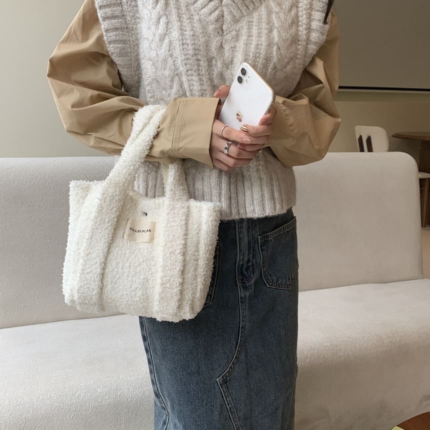 Bag Plain Tote Fleece Crossbody