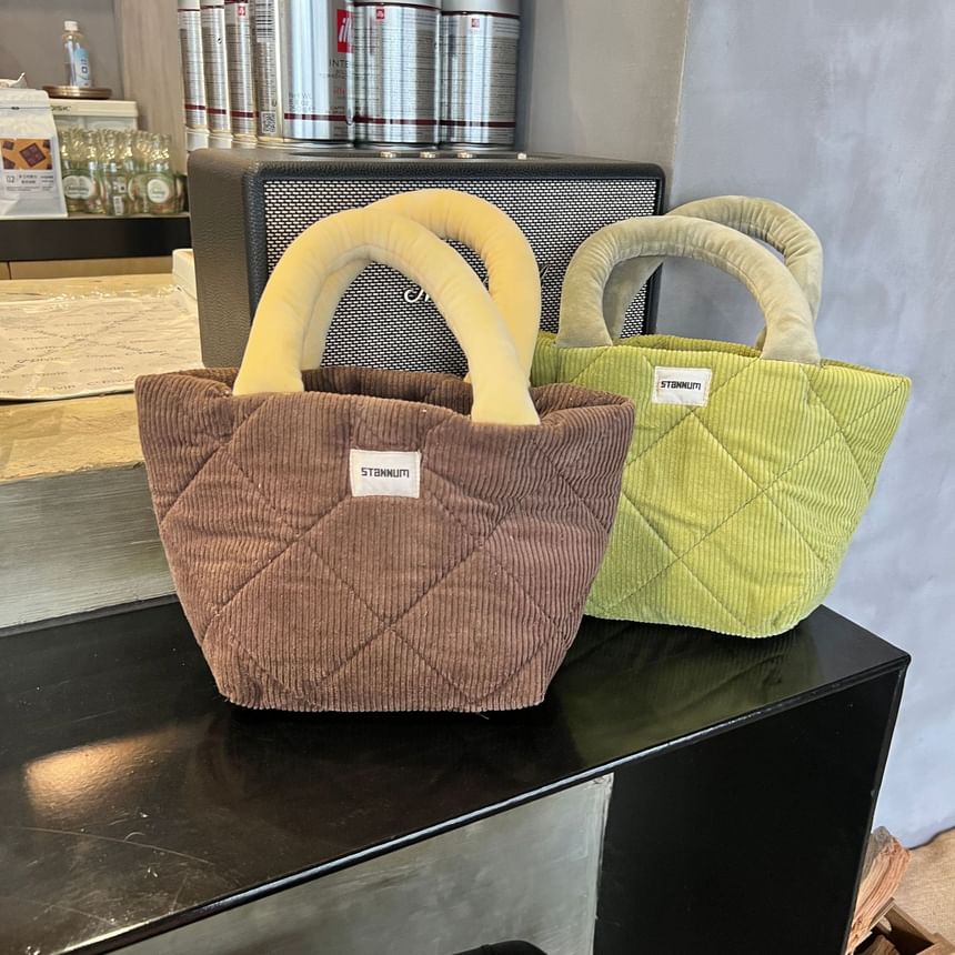 Corduroy Quilted Bag Small Two Tote Tone