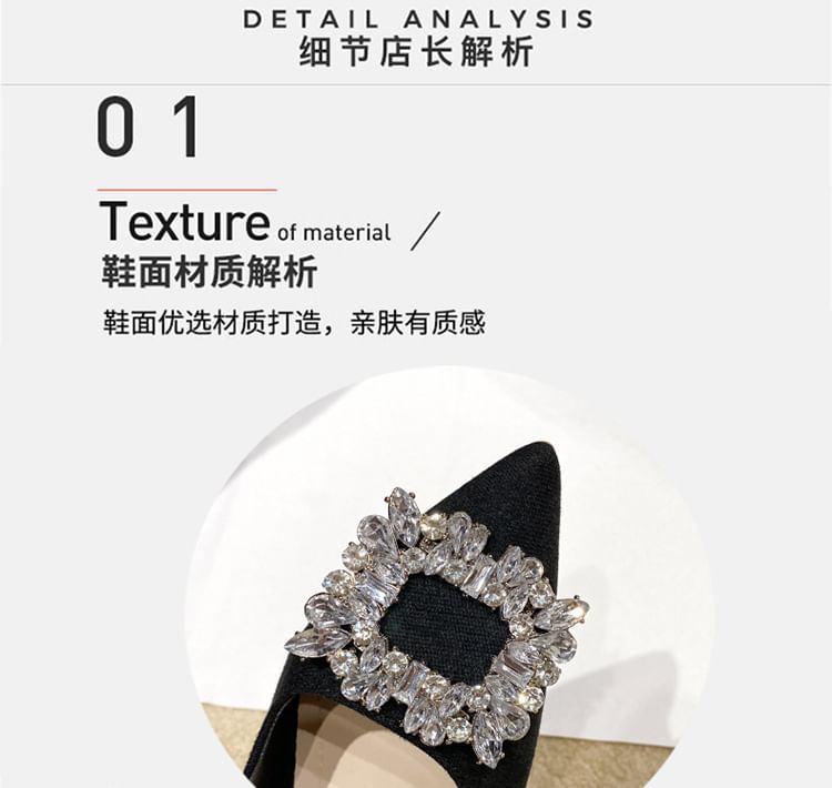 Slingback Sandals Chunky Heel Rhinestone Pointed