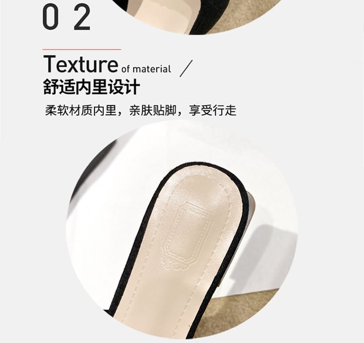 Slingback Sandals Chunky Heel Rhinestone Pointed