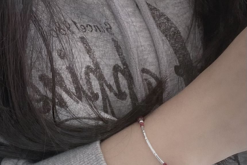 Sterling Bead Agate String Bracelet Silver