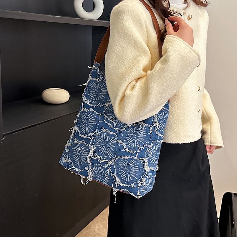 Denim Bag Tote Floral
