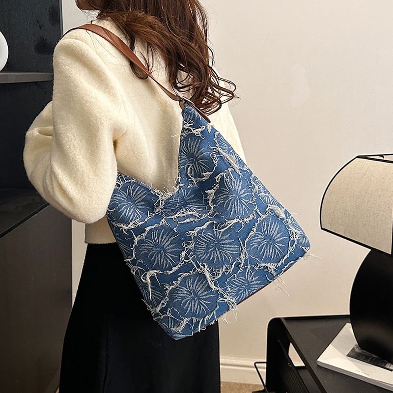 Denim Bag Tote Floral