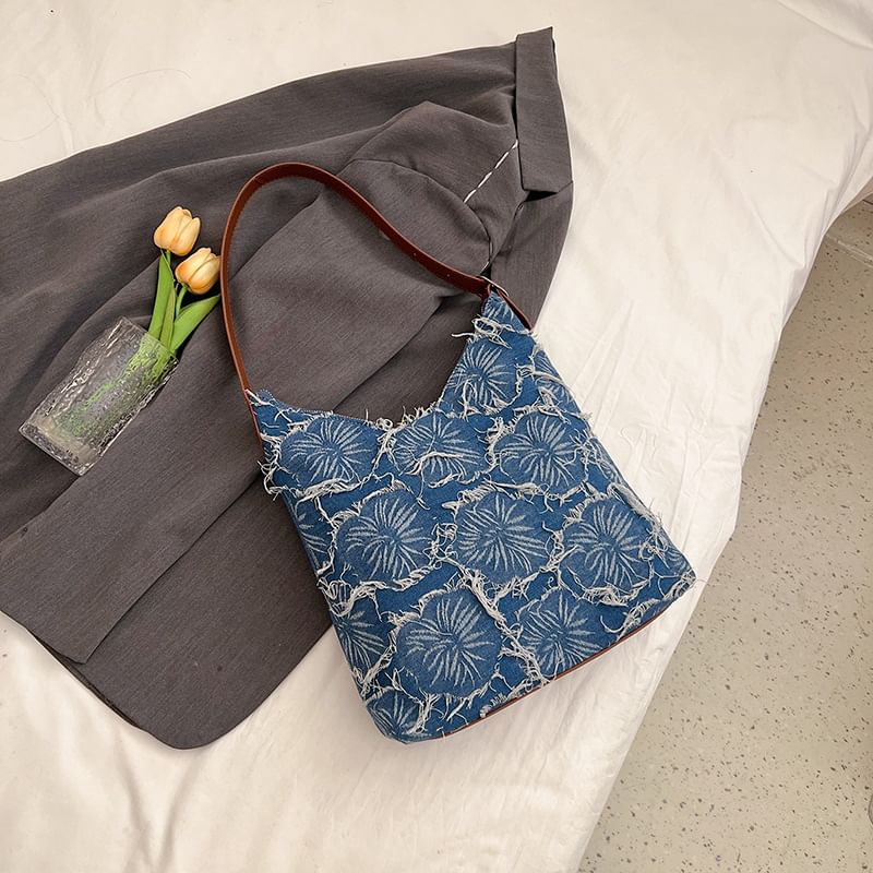 Denim Bag Tote Floral