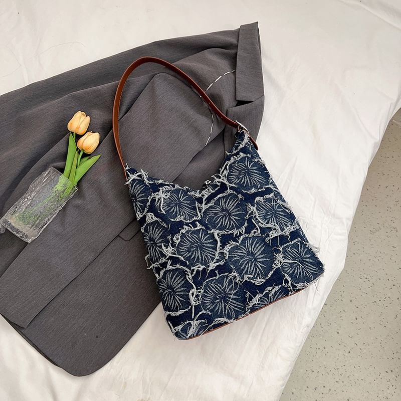 Denim Bag Tote Floral