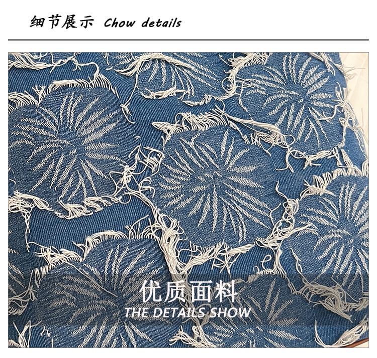 Denim Bag Tote Floral