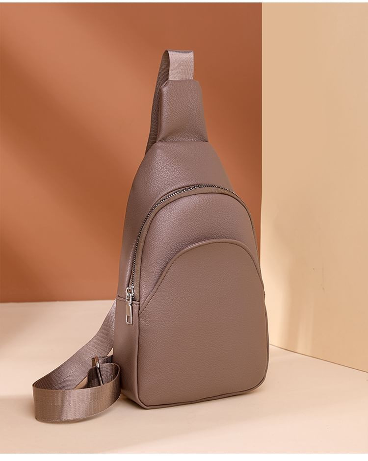 Bag Sling Leather Faux Plain
