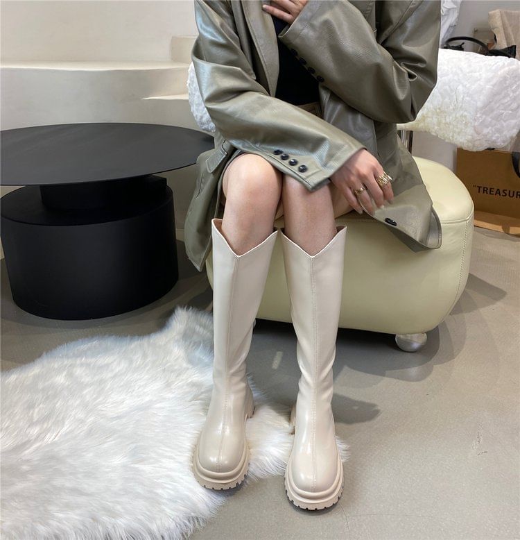 Platform Boots Plain Tall