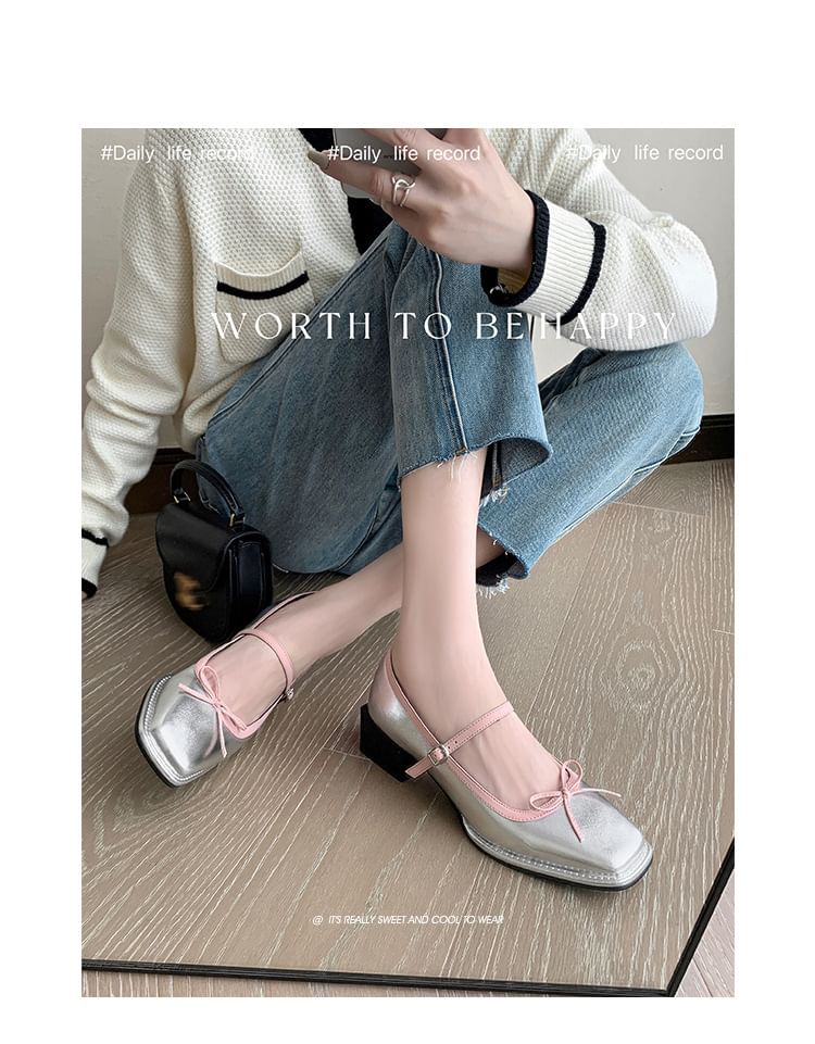 Bow Square Mary Toe Pumps Jane