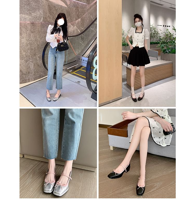 Bow Square Mary Toe Pumps Jane