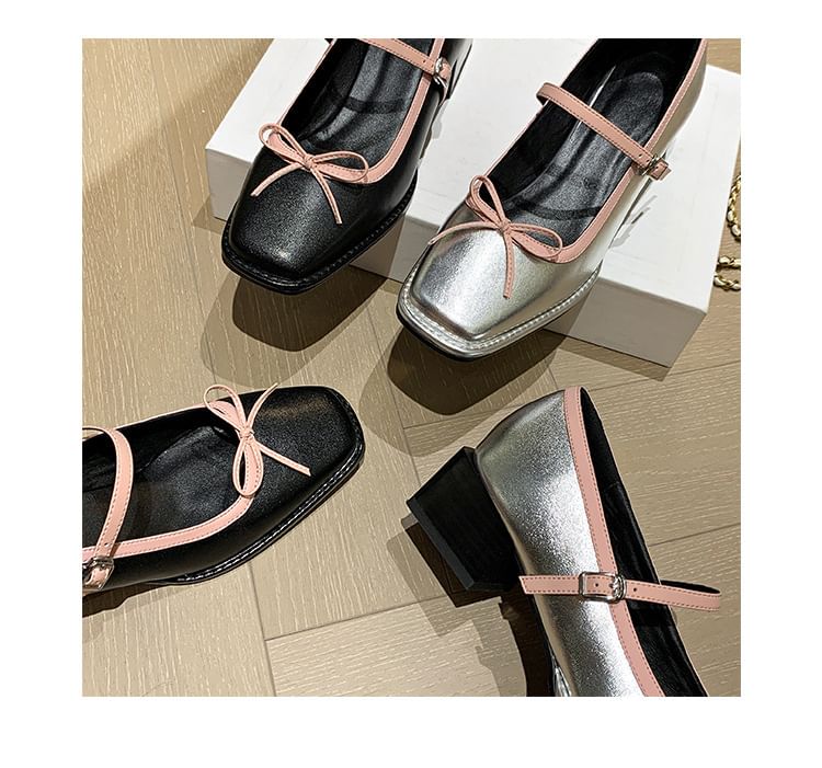 Bow Square Mary Toe Pumps Jane