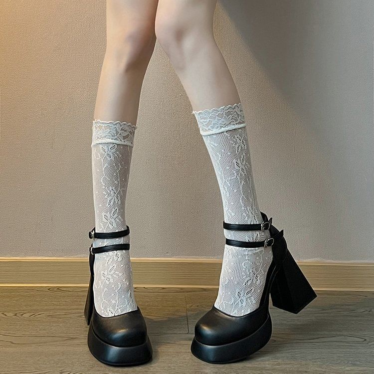 Ankle Pumps Platform Heel Block Strap